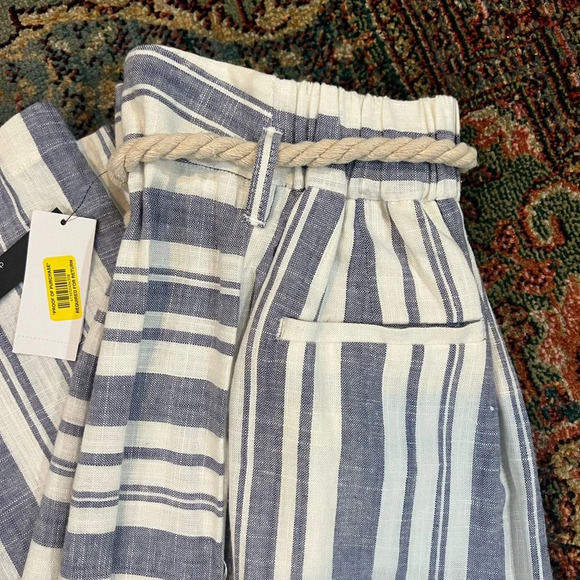 FINAL PRICE NWT Chelsea & Theodore Linen Blend Wide Leg Striped Pants - Picture 4 of 12